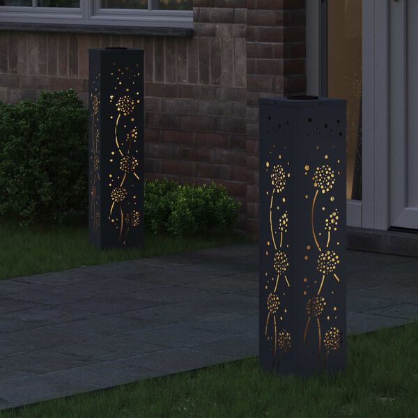 vidaXL Solar LED Weg Licht 2 pcs Anthrazit Kalt gewalzter Stahl