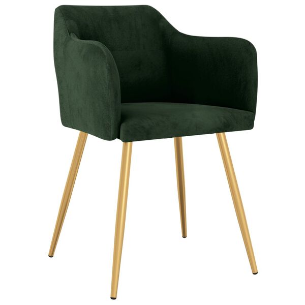 vidaXL Esszimmerst&uuml;hle 6 Stk. Dunkelgr&uuml;n Samt