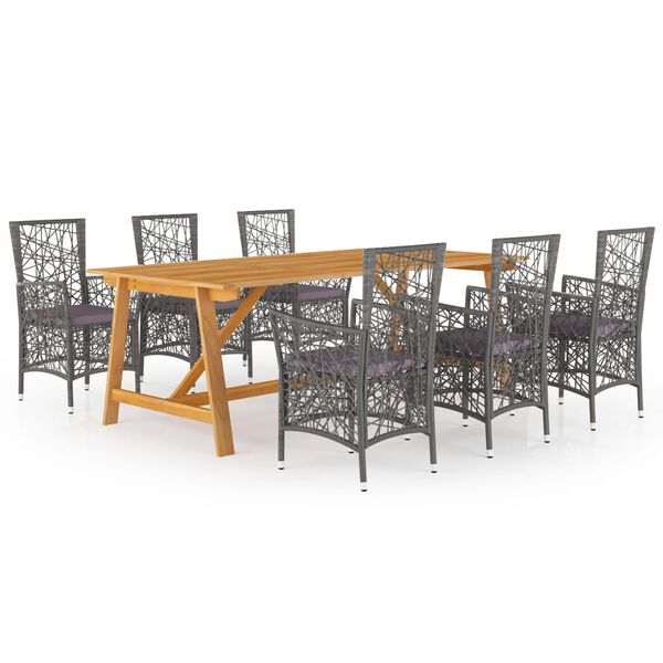 vidaXL 7-tlg. Garten-Essgruppe Grau