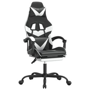vidaXL Gaming-Stuhl mit Fu&szlig;st&uuml;tze Drehbar Schwarz & Wei&szlig; Kunstleder