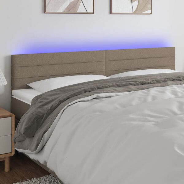 vidaXL LED Kopfteil Taupe 160x5x78/88 cm Stoff