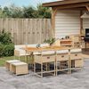 vidaXL 11-tlg. Garten-Essgruppe mit Kissen Beige Poly Rattan