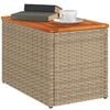 vidaXL Garten-Beistelltische 2 Stk. Beige 55x34x37 cm Poly Rattan Holz