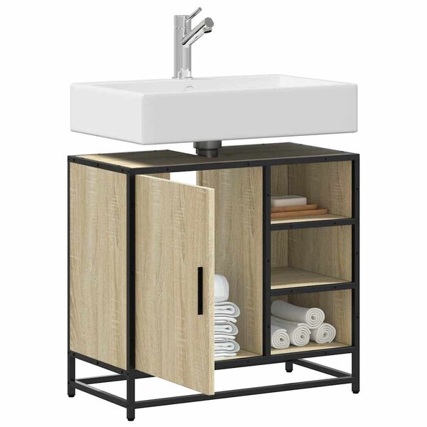 vidaXL Badezimmer-Waschbeckenschrank Sonoma-Eiche 65 x 33 x 60 cm Holzwerkstoff