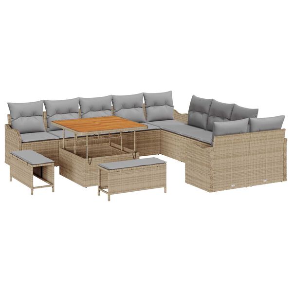 vidaXL Garten-Sofa-Set 13 pcs Beige Poly-Rattan