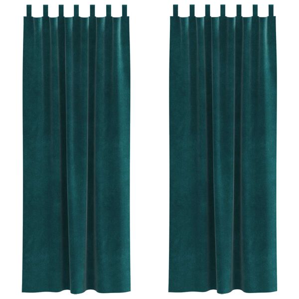 vidaXL Verdunkelungsvorh&auml;nge 2 pcs Dunkelgr&uuml;n 140 x 245 cm Samt