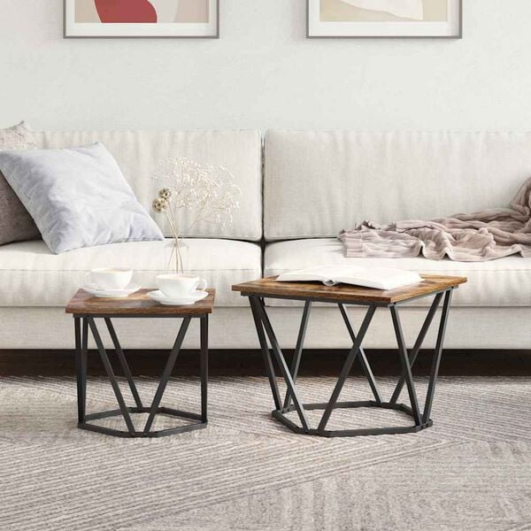 vidaXL Beistelltisch-Set 2 pcs R&auml;uchereiche 50 x 50 x 40 cm