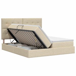 vidaXL Aufbewahrungsbett mit Kopfteil Creme 180 x 200 cm Stoff