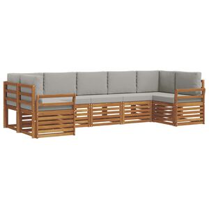vidaXL Ecksofa Set mit Kissen 7 pcs Nat&uuml;rlich und Hellgrau