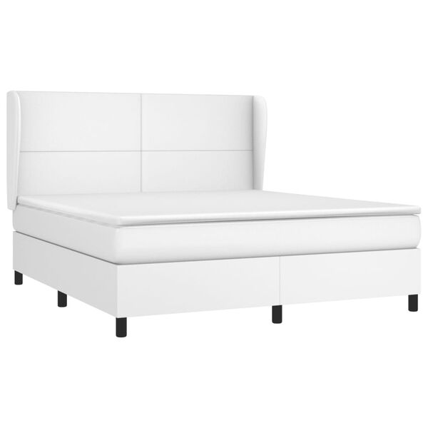 vidaXL Boxspringbett mit Matratze Wei&szlig; 160x200 cm Kunstleder