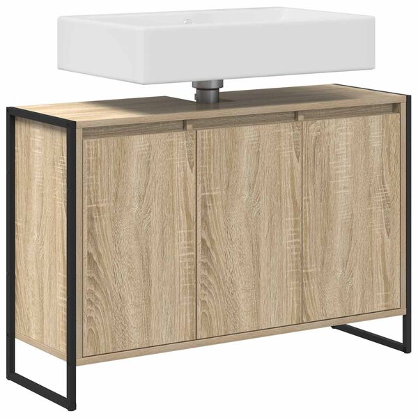 vidaXL Badezimmerschrank mit T&uuml;r Sonoma 90 x 30 x 60 cm Holzwerkstoff