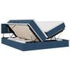 vidaXL Bett mit LED-Lichtleisten mit Kopfteil Blau 180 x 200 cm Stoff