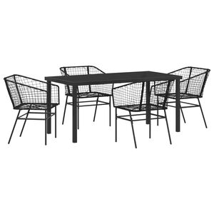 vidaXL Garten Essgruppe 5 pcs Schwarz Poly-Rattan