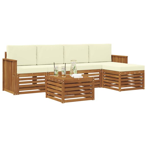 vidaXL Sofagarnituren 6 pcs Natur und Creme Massivholz Akazie