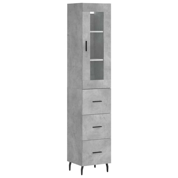 vidaXL Highboard Betongrau 34,5x34x180 cm Holzwerkstoff