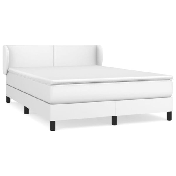vidaXL Boxspringbett mit Matratze Wei&szlig; 140x190 cm Kunstleder