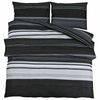 vidaXL Bettw&auml;sche-Set Schwarz Gestreift 260x220 cm Baumwolle