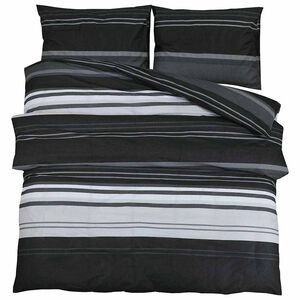 vidaXL Bettw&auml;sche-Set Schwarz Gestreift 260x220 cm Baumwolle