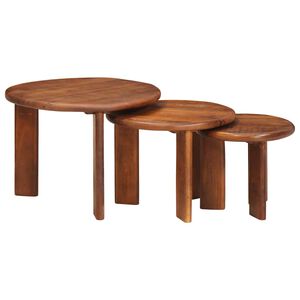vidaXL Nesting-Couchtische 3 stk. Honigbraun &Oslash; 54 x 40 cm