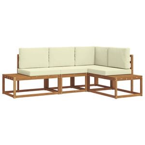 vidaXL Outdoor-Sofagarnitur mit Kissen 4 St&uuml;ck Natur und Creme