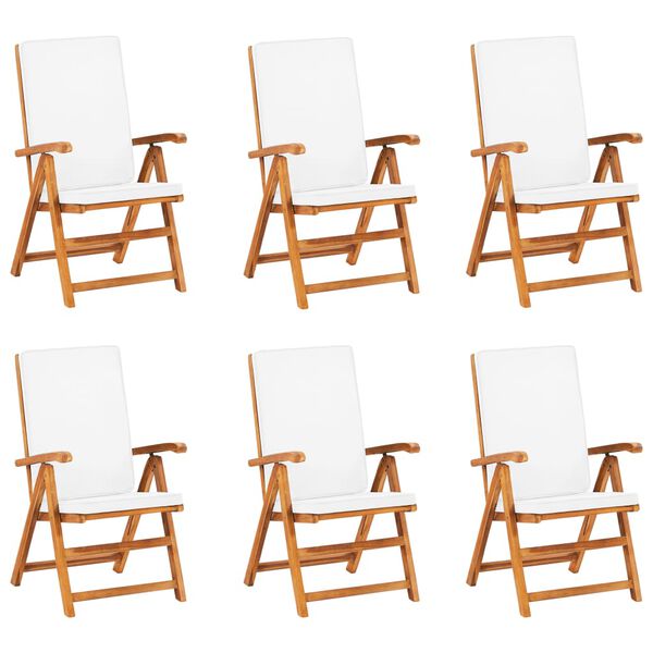 vidaXL 7-tlg. Garten-Essgruppe mit Kissen Massivholz Teak