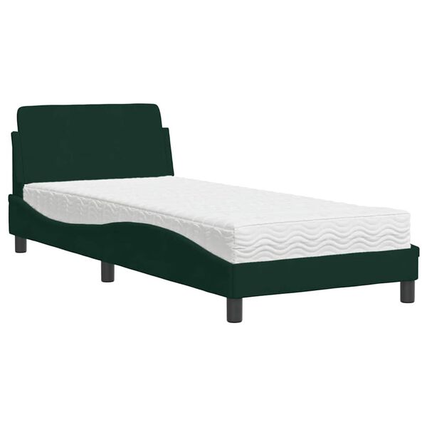 vidaXL Bett mit Matratze "Dover" Dunkelgr&uuml;n 80x200 cm Samt