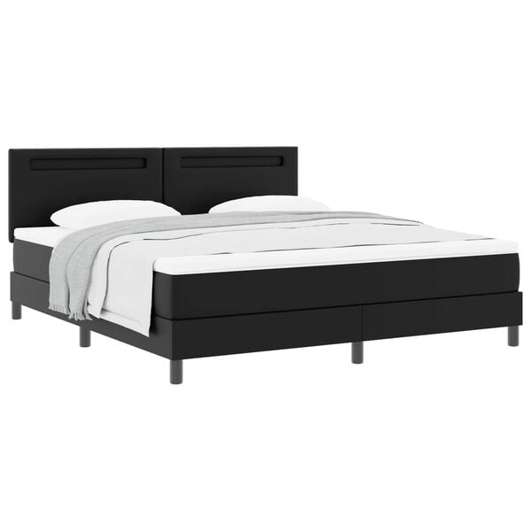 vidaXL Boxspringbett mit Matratze Schwarz 180 x 200 cm Kunstleder