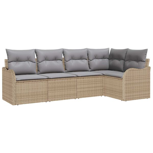 vidaXL Gartensofa-set Beige Poly-Rattan