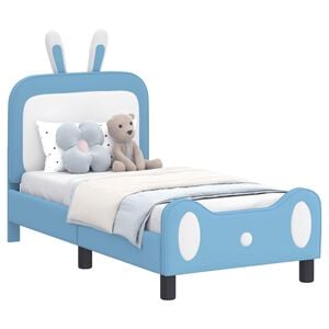 vidaXL Kinderbettgestell mit Kopfteil mit Kopfteil Blau 70 x 140 cm PU