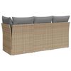 vidaXL Gartensofa mit Kissen 3-Sitzer Beige Poly Rattan
