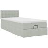vidaXL Ottoman-Bett mit Matratze & LEDs Hellgrau 100x200 cm Samt