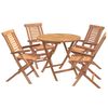 vidaXL 5-teiliges klappbares Garten-Bistro-Set Natur Massivholz Teak