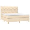 vidaXL Boxspringbett mit Matratze & LED Creme 160x200 cm Stoff