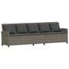 vidaXL Gartensofa 5-Sitzer mit Kissen Grau Poly Rattan