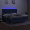 vidaXL Boxspringbett mit Matratze & LED Blau 180x200 cm Stoff