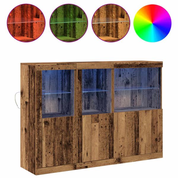 vidaXL LED-Sideboard Altholz 142,5 x 37 x 100 cm Holzwerkstoff