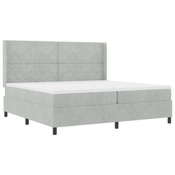 vidaXL Boxspringbett mit Matratze Hellgrau 200 x 200 cm Samt