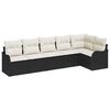 vidaXL Garten-Sofa-Set mit Kissen 6 pcs Schwarz Poly Rattan