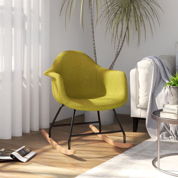 vidaXL Schaukelstuhl Gr&uuml;n Stoff