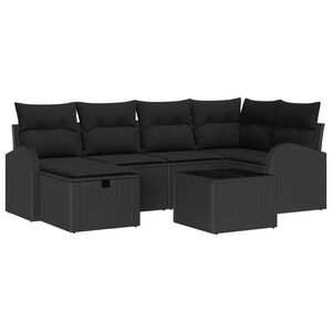 vidaXL Sofa Set mit Kissen mit Speicher Schwarz Poly-Rattan