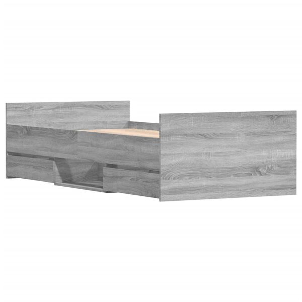 vidaXL Bettgestell mit Kopf- und Fu&szlig;teil Grau Sonoma 100x200 cm