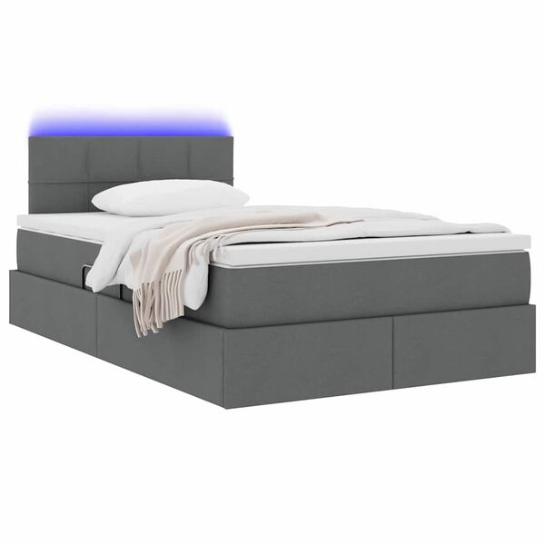 vidaXL Bett mit Stauraum und LED Dunkelgrau 120 x 200 cm Polyester