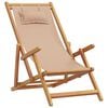 vidaXL Strandst&uuml;hle 2 Stk. Klappbar Taupe Stoff und Massivholz