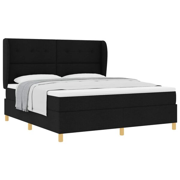 vidaXL Boxspringbett mit Matratze Dunkelgrau 90x190 cm Schwarz Stoff