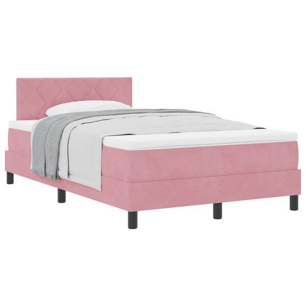 vidaXL Boxspringbett mit Matratze mit Kopfteil Rosa 120 x 190 cm Samt