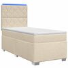 vidaXL Boxspringbett mit Matratze mit Kopfteil Creme 80 x 200 cm Stoff