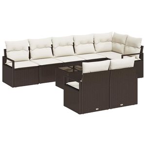 vidaXL Gartensofa-set mit Kissen 9 pcs Braun und Creme Poly-Rattan