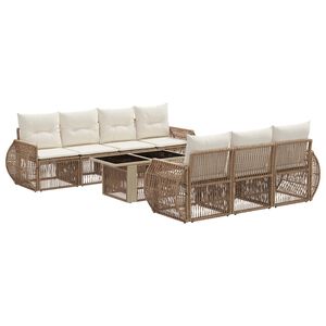 vidaXL Gartensofa-set 8 stk. Beige und Cremewei&szlig; Poly-Rattan