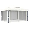 vidaXL Pavillon mit Vorhang 4x3 m Cremeweiß Aluminium