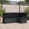vidaXL Gartensofa-set mit Speicher 4 pcs Schwarz Poly-Rattan